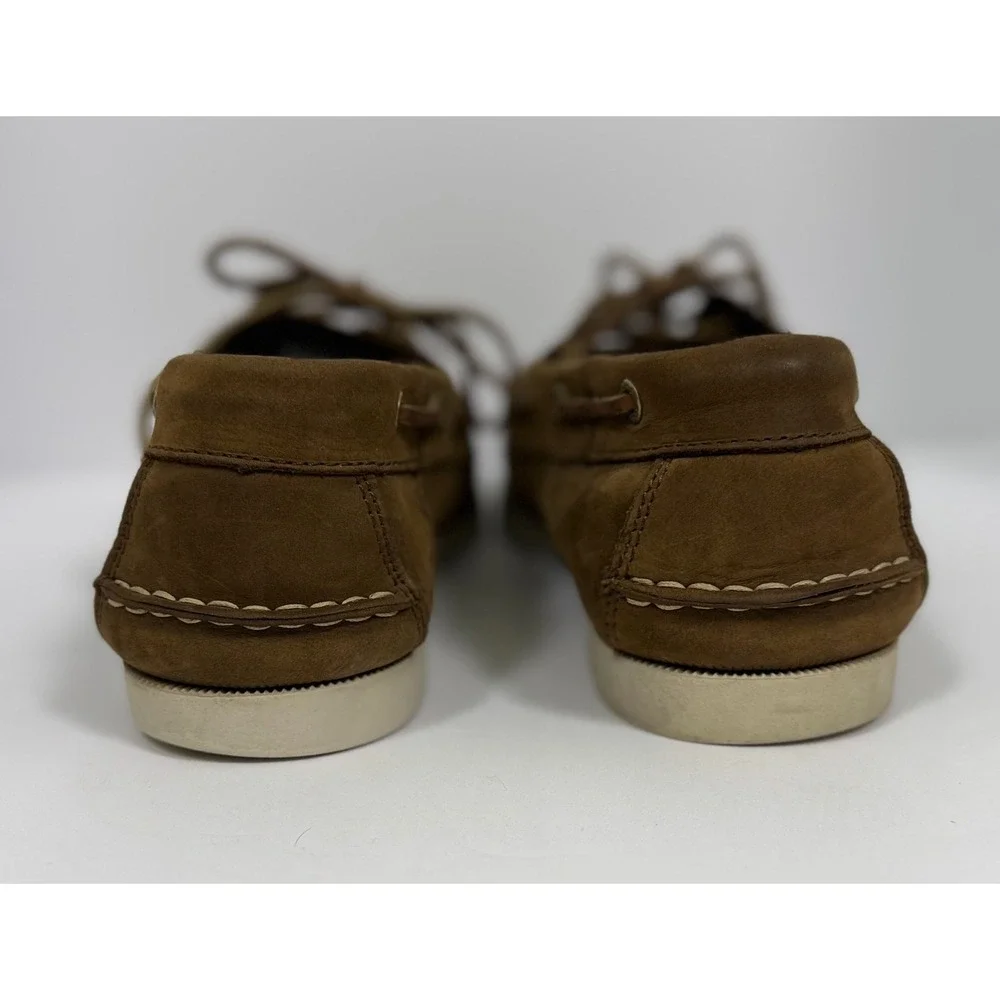 Rugged Shark Men's‎ Leather Boat Shoes Brown Moc Toe Lace Up Deck Size 11.5M